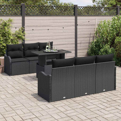 Garten-Sofa-Set 7 pcs Schwarz 100 x 55 x 73 cm Poly Rattan