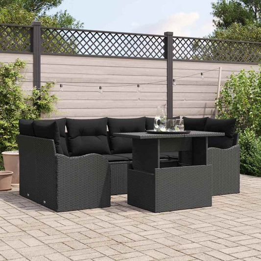 Garten-Sofa-Set 7 pcs Schwarz 100 x 55 x 73 cm Poly Rattan