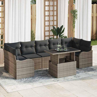 Garten-Sofa-Set Manuell 8 pcs Grau 100 x 55 x 73 cm Poly Rattan