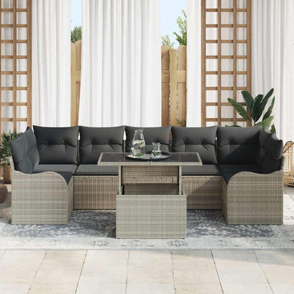 Garten-Sofa-Set 8 pcs Hellgrau 100 x 55 x 73 cm Poly Rattan