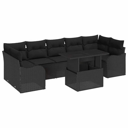 Garten-Sofa-Set 8 pcs Schwarz 100 x 55 x 73 cm Poly Rattan