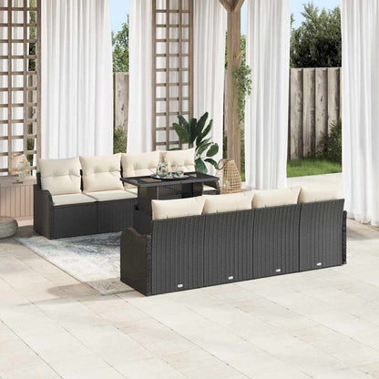 Garten-Sofa-Set 9 pcs Schwarz 100 x 55 x 73 cm Poly Rattan