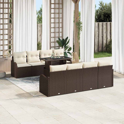 Garten-Sofa-Set 9 pcs Braun 100 x 55 x 73 cm Poly Rattan