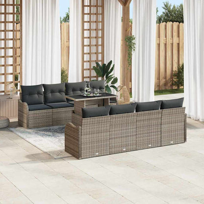 Garten-Sofa-Set 9 pcs Grau 100 x 55 x 73 cm Poly Rattan