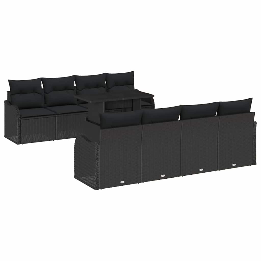 Garten-Sofa-Set 9 pcs Schwarz 100 x 55 x 73 cm Poly Rattan