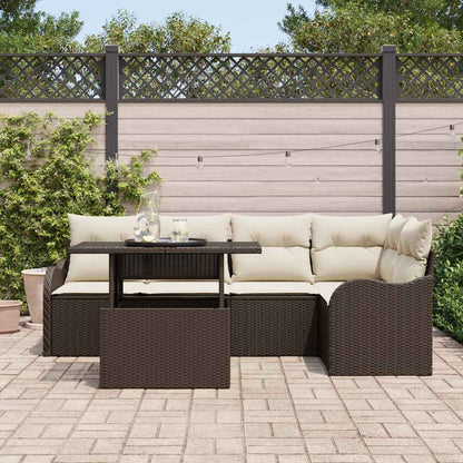Garten-Sofa-Set 6 pcs Braun 100 x 55 x 73 cm Poly Rattan