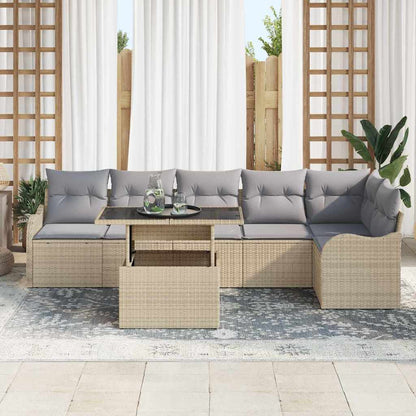 Garten-Sofa-Set 7 pcs Beige 100 x 55 x 73 cm Poly Rattan