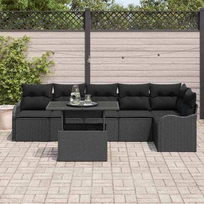 Garten-Sofa-Set 7 pcs Schwarz 100 x 55 x 73 cm Poly Rattan