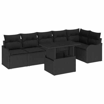 Garten-Sofa-Set 7 pcs Schwarz 100 x 55 x 73 cm Poly Rattan