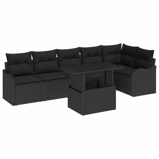 Garten-Sofa-Set 7 pcs Schwarz 100 x 55 x 73 cm Poly Rattan