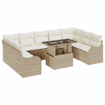 Garten-Sofa-Set 10 pcs Beige 100 x 55 x 73 cm Poly Rattan