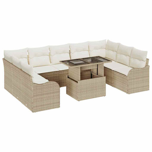 Garten-Sofa-Set 10 pcs Beige 100 x 55 x 73 cm Poly Rattan