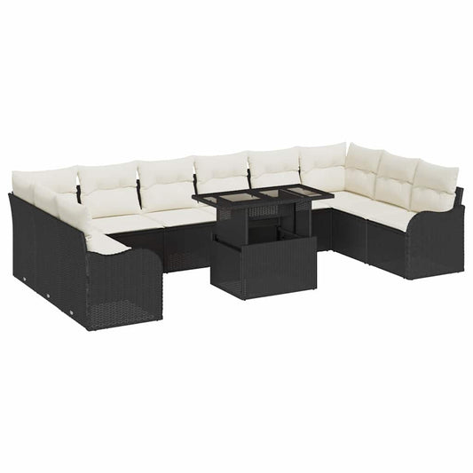 Garten-Sofa-Set 11 pcs Schwarz 100 x 55 x 73 cm Poly Rattan