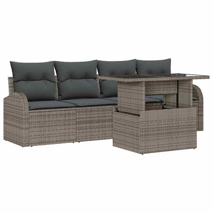 Garten-Sofa-Set Manuell 5 pcs Grau 100 x 55 x 73 cm Poly Rattan