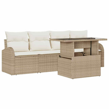 Garten-Sofa-Set 5 pcs Beige 100 x 55 x 73 cm Poly Rattan