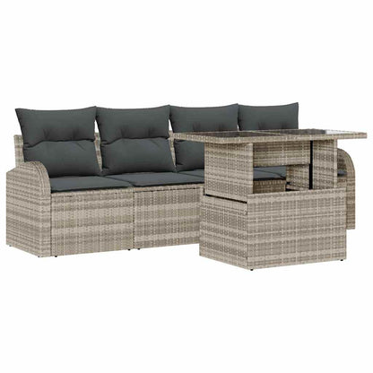 Garten-Sofa-Set 5 pcs Hellgrau 100 x 55 x 73 cm Poly Rattan