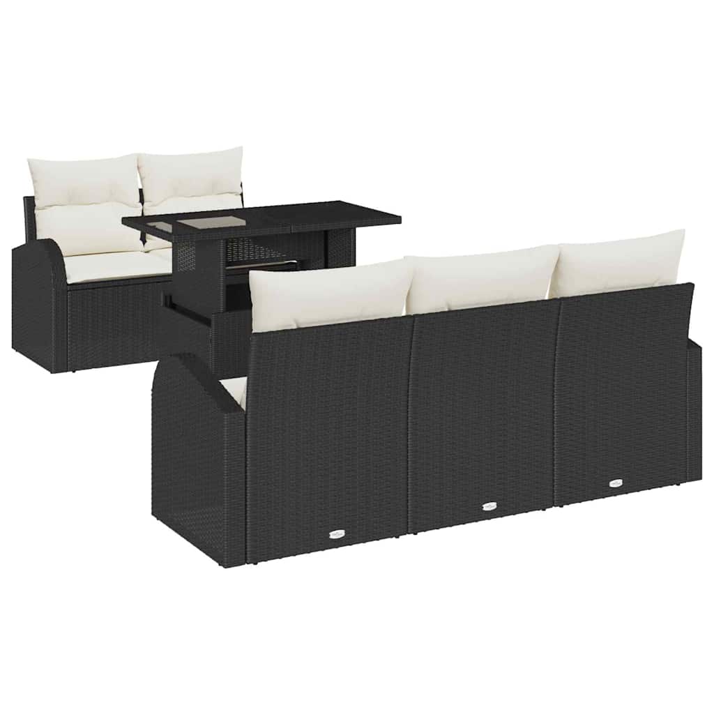 Garten-Sofa-Set 6 pcs Schwarz 100 x 55 x 73 cm Poly Rattan