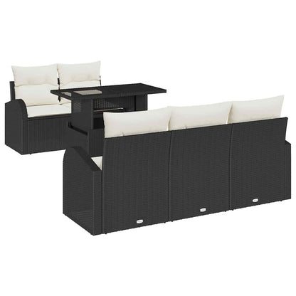 Garten-Sofa-Set 6 pcs Schwarz 100 x 55 x 73 cm Poly Rattan
