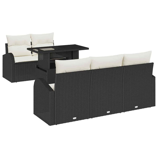 Garten-Sofa-Set 6 pcs Schwarz 100 x 55 x 73 cm Poly Rattan