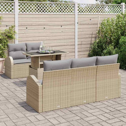 Garten-Sofa-Set 6 pcs Beige 100 x 55 x 73 cm Poly Rattan