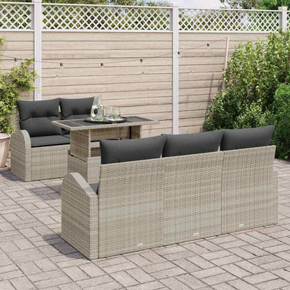Garten-Sofa-Set 6 pcs Hellgrau 100 x 55 x 73 cm Poly Rattan