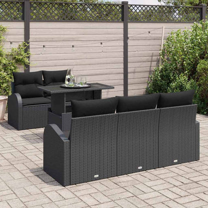 Garten-Sofa-Set 6 pcs Schwarz 100 x 55 x 73 cm Poly Rattan