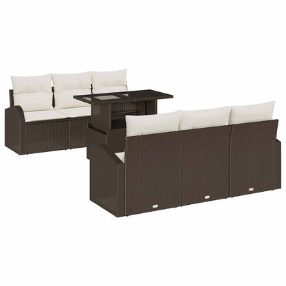 Garten-Sofa-Set 7 pcs Braun 100 x 55 x 73 cm Poly Rattan