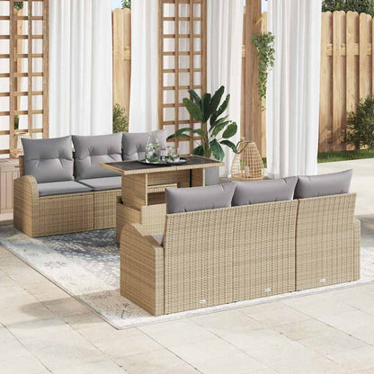 Garten-Sofa-Set 7 pcs Beige 100 x 55 x 73 cm Poly Rattan