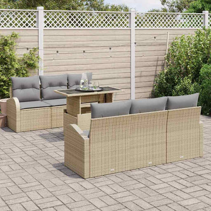 Garten-Sofa-Set 7 pcs Beige 100 x 55 x 73 cm Poly Rattan
