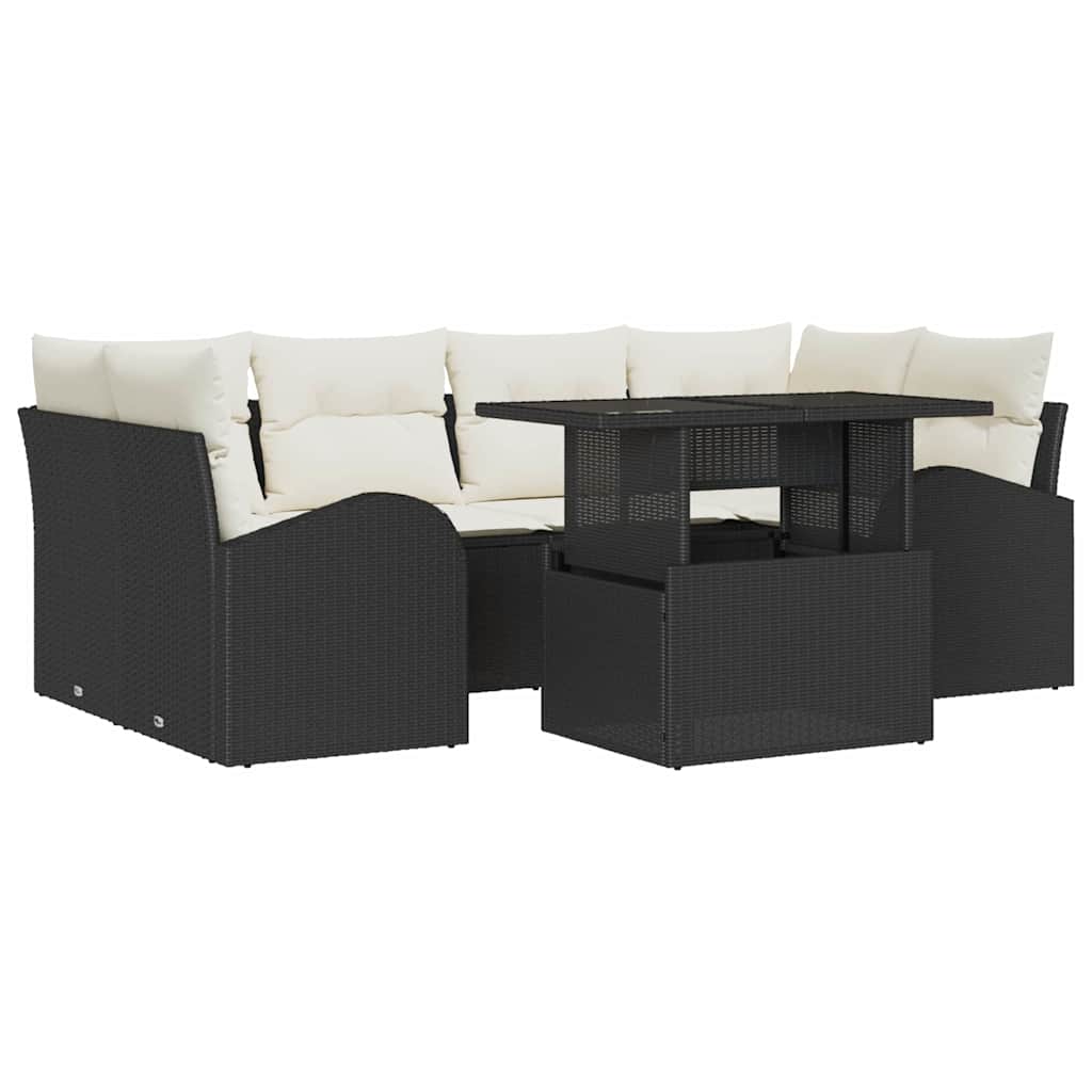 Garten-Sofa-Set 7 pcs Schwarz 100 x 55 x 73 cm Poly Rattan