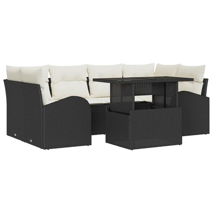 Garten-Sofa-Set 7 pcs Schwarz 100 x 55 x 73 cm Poly Rattan