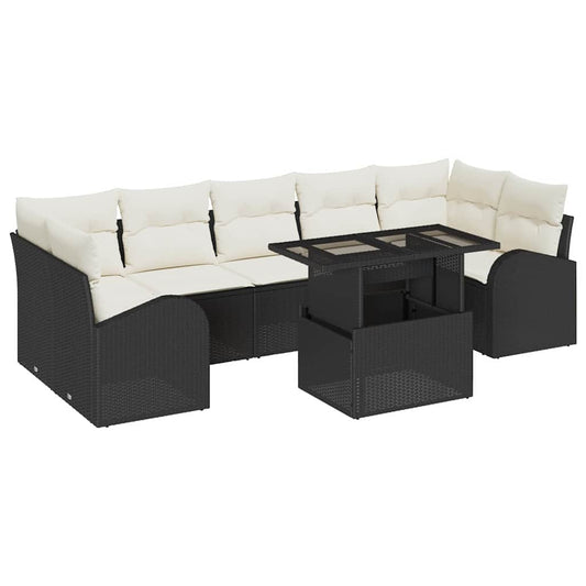 Garten-Sofa-Set 8 pcs Schwarz 100 x 55 x 73 cm Poly Rattan