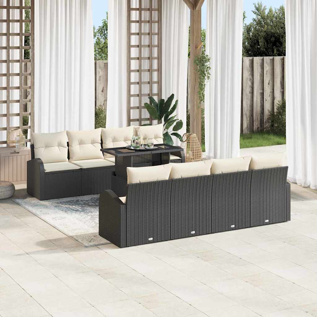 Garten-Sofa-Set 9 pcs Schwarz 100 x 55 x 73 cm Poly Rattan