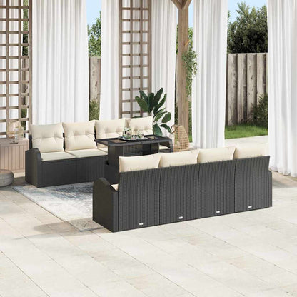 Garten-Sofa-Set 9 pcs Schwarz 100 x 55 x 73 cm Poly Rattan