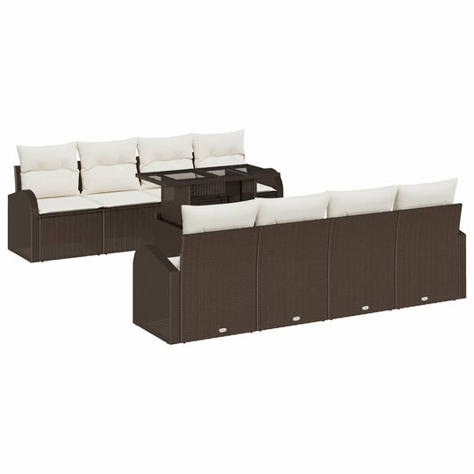 Garten-Sofa-Set 9 pcs Braun 100 x 55 x 73 cm Poly Rattan