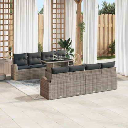 Garten-Sofa-Set Manuell 9 pcs Grau 100 x 55 x 73 cm Poly Rattan