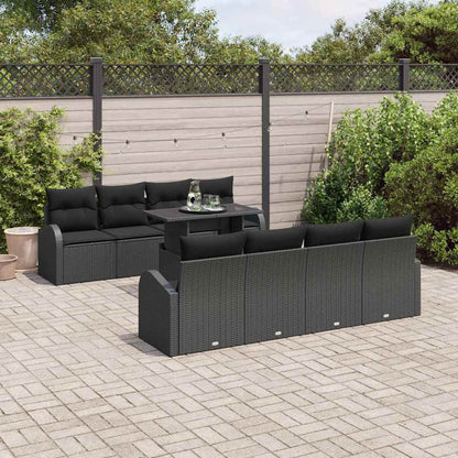 Garten-Sofa-Set 9 pcs Schwarz 100 x 55 x 73 cm Poly Rattan