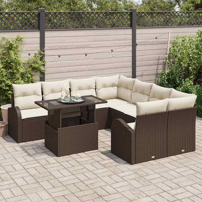 Garten-Sofa-Set 9 pcs Braun 100 x 55 x 73 cm Poly Rattan