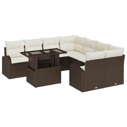 Garten-Sofa-Set 9 pcs Braun 100 x 55 x 73 cm Poly Rattan