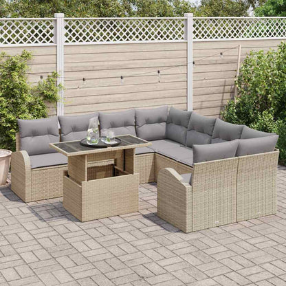 Garten-Sofa-Set 9 pcs Beige 100 x 55 x 73 cm Poly Rattan