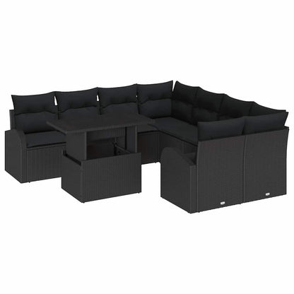 Garten-Sofa-Set 9 pcs Schwarz 100 x 55 x 73 cm Poly Rattan