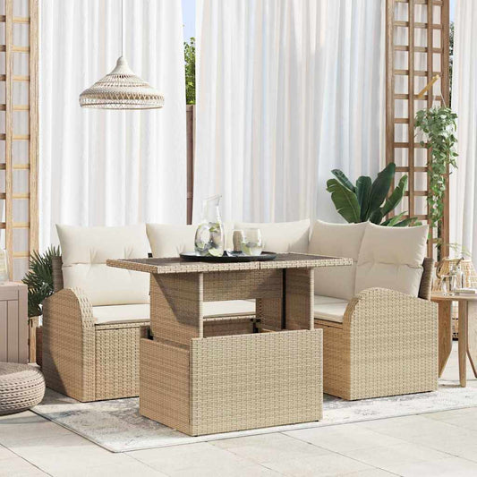 Garten-Sofa-Set 5 pcs Beige 100 x 55 x 73 cm Poly Rattan