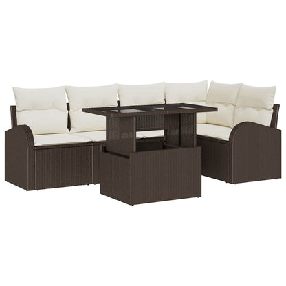 Garten-Sofa-Set 6 pcs Braun 100 x 55 x 73 cm Poly Rattan