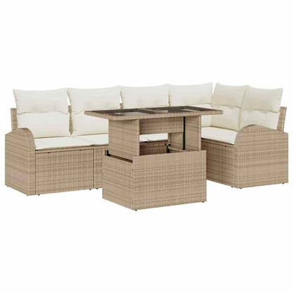 Garten-Sofa-Set 6 pcs Beige 100 x 55 x 73 cm Poly Rattan