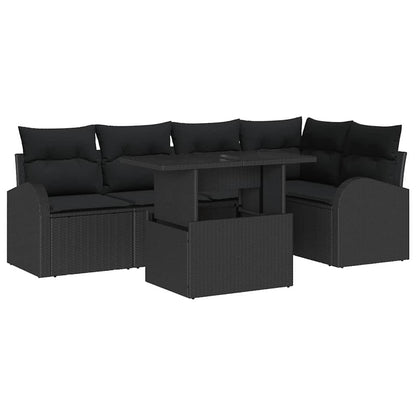 Garten-Sofa-Set 6 pcs Schwarz 100 x 55 x 73 cm Poly Rattan