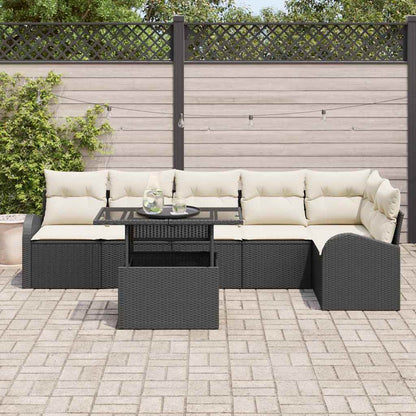 Garten-Sofa-Set 7 pcs Schwarz 100 x 55 x 73 cm Poly Rattan