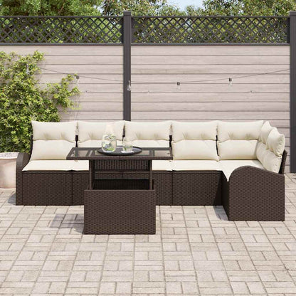Garten-Sofa-Set 7 pcs Braun 100 x 55 x 73 cm Poly Rattan
