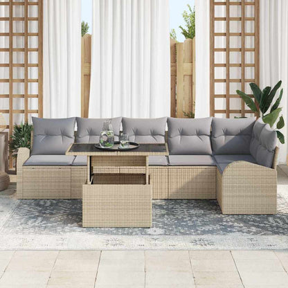 Garten-Sofa-Set 7 pcs Beige 100 x 55 x 73 cm Poly Rattan