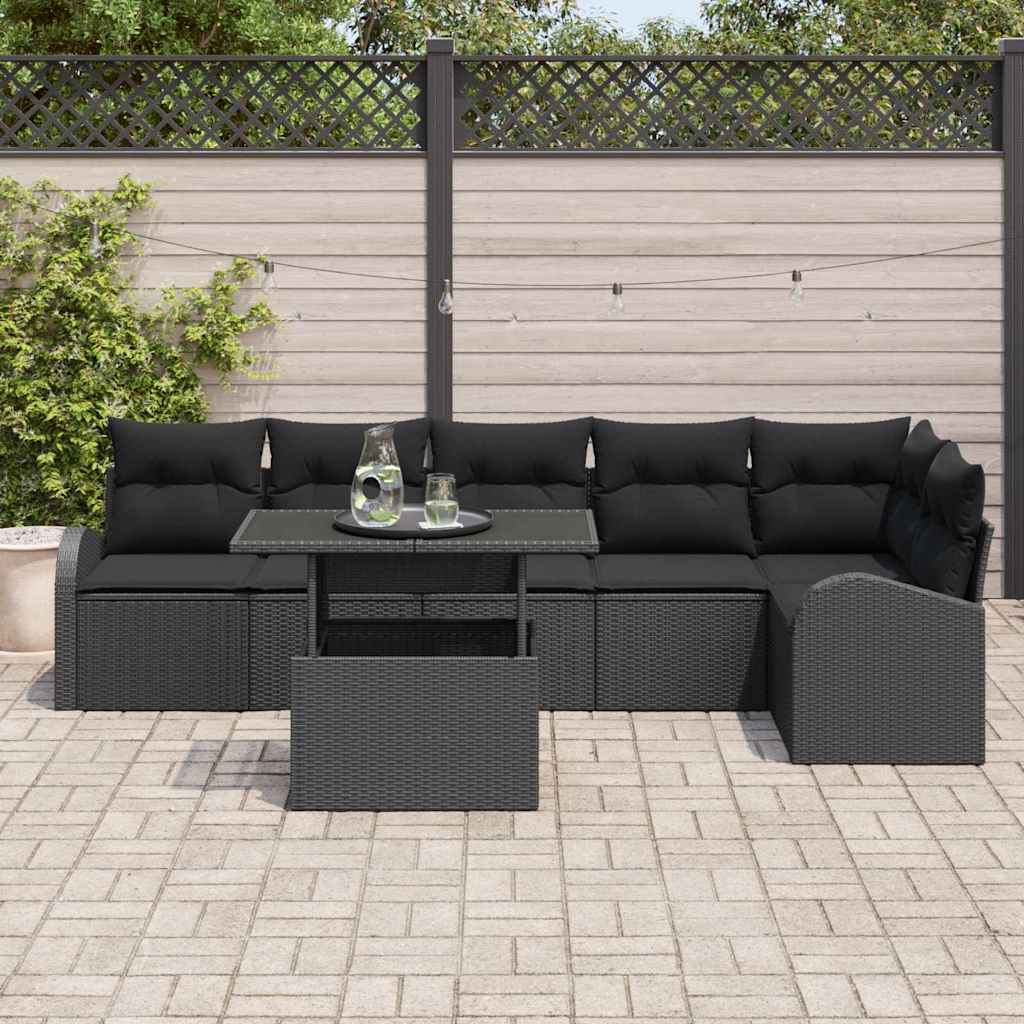 Garten-Sofa-Set 7 pcs Schwarz 100 x 55 x 73 cm Poly Rattan