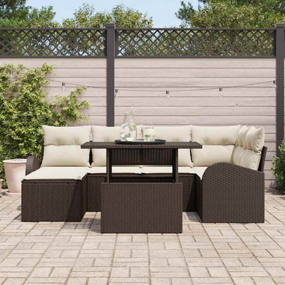 Garten-Sofa-Set mit Speicher 7 pcs Braun Poly Rattan